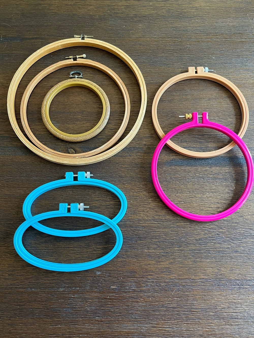 Vintage Wood & Plastic Embroidery Hoops